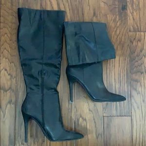 Black high heel boots —-onlyWORN TWICE